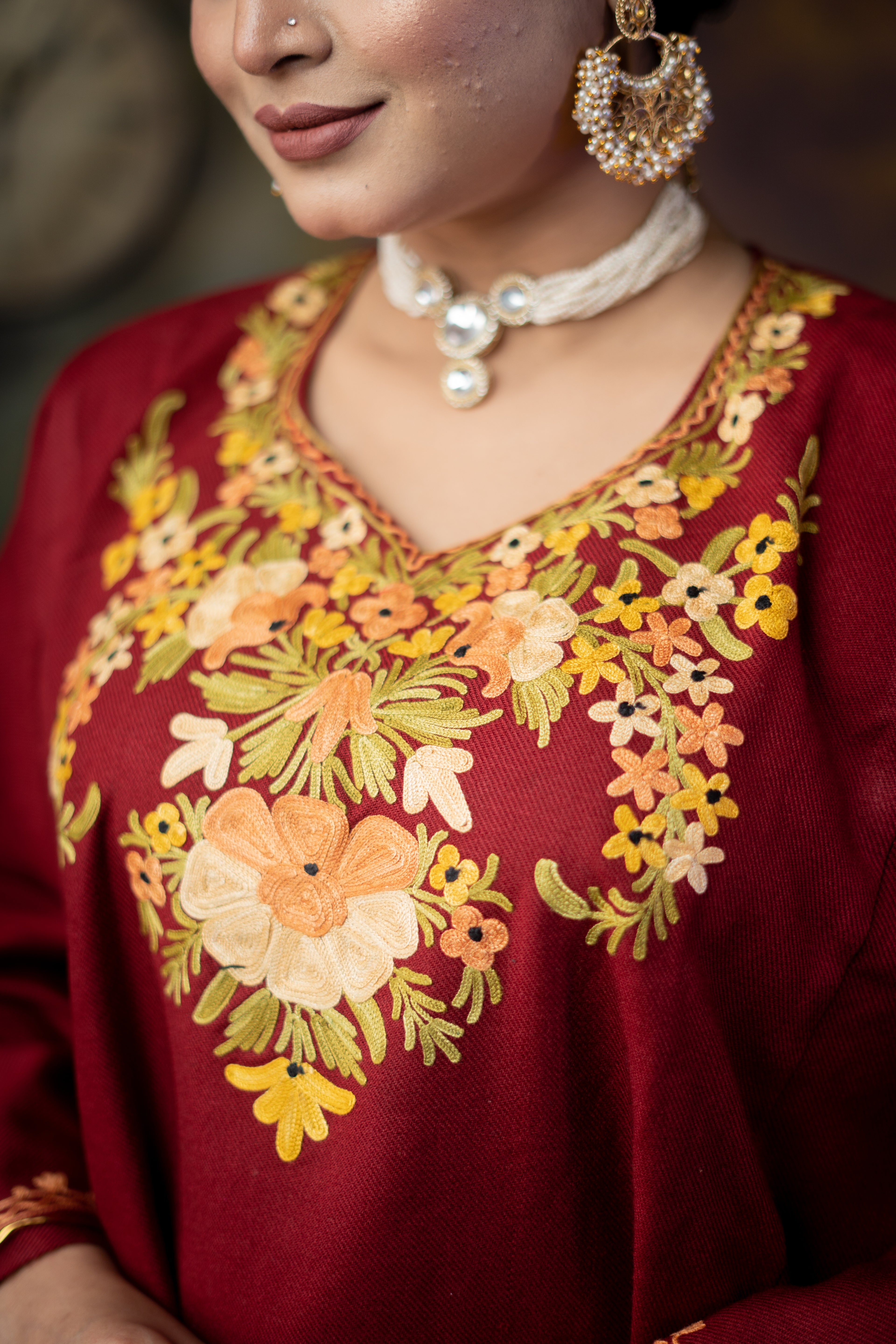 Indikanya Women’s Pashmina Acrylic Firan | Free Size | Maroon | Warm & Soft Winter Wear