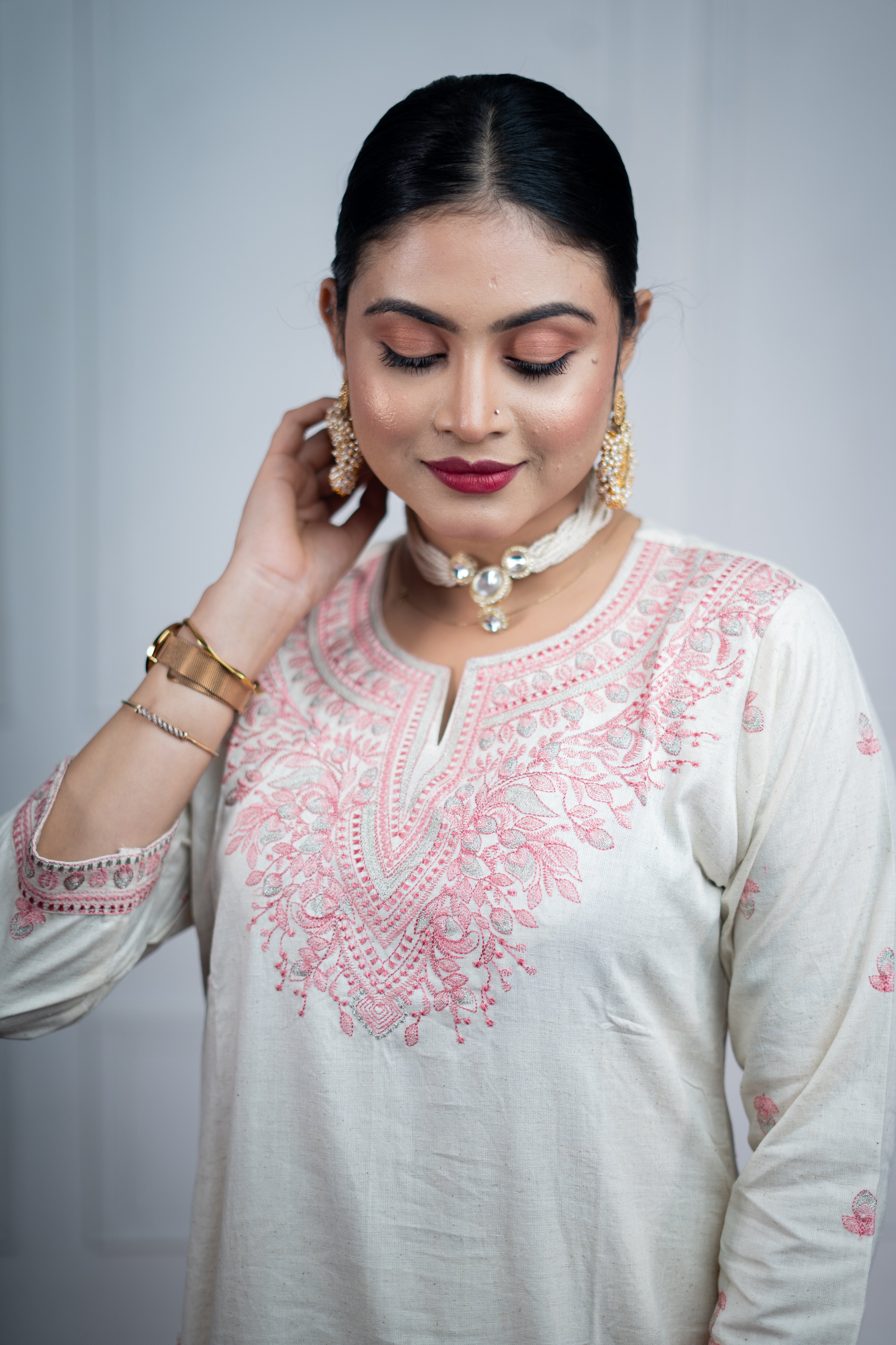 Indikanya Bollywood Inspired Stitched Handloom Cotton Flex 2-Piece Outfit | Premium Embroidered Women’s Ethnic Wear