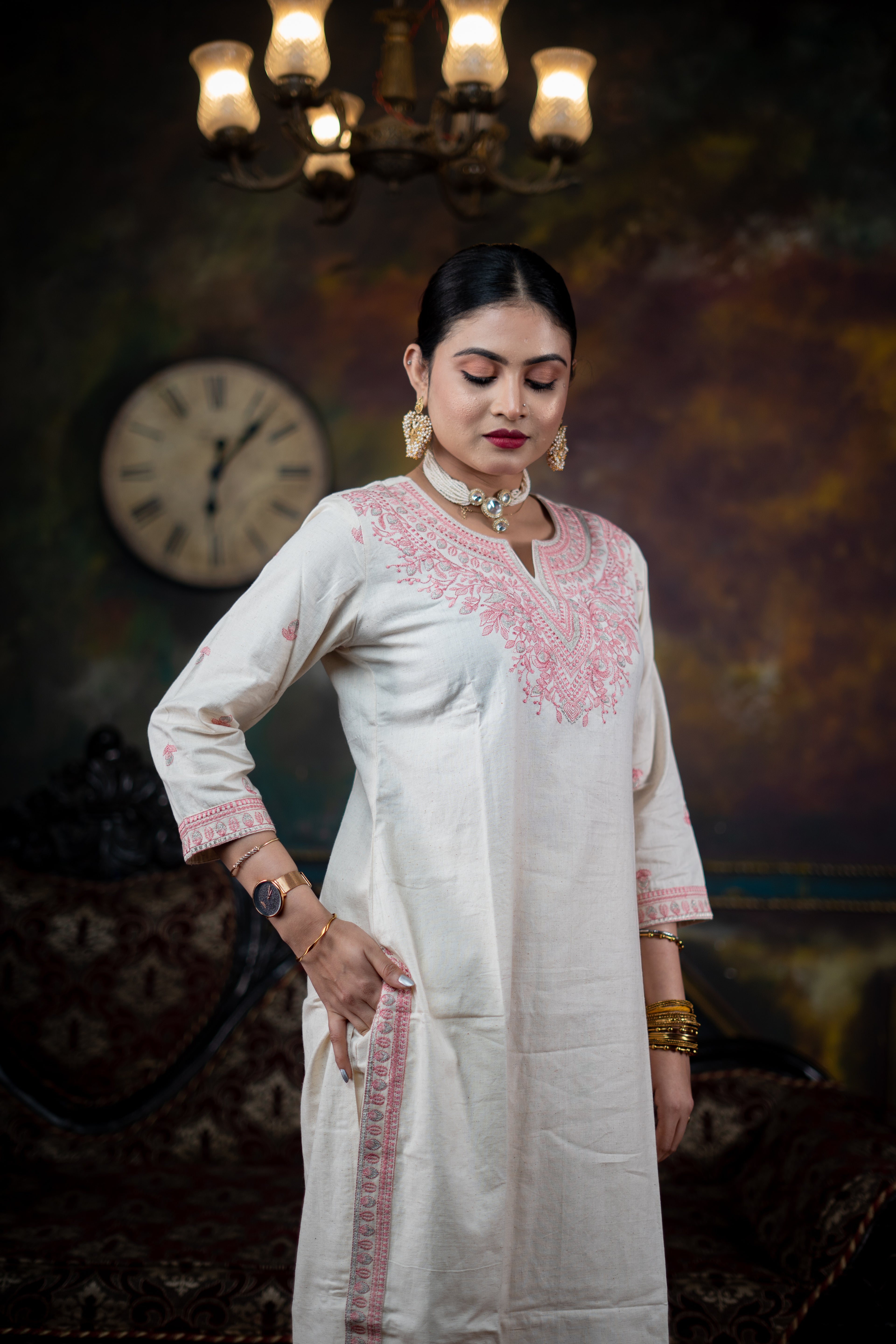 Indikanya Bollywood Inspired Stitched Handloom Cotton Flex 2-Piece Outfit | Premium Embroidered Women’s Ethnic Wear