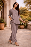 Indikanya Women’s Indo-Western Co-ord Set – Rayon Flex Kurta Pant Set for Office, Daily Wear