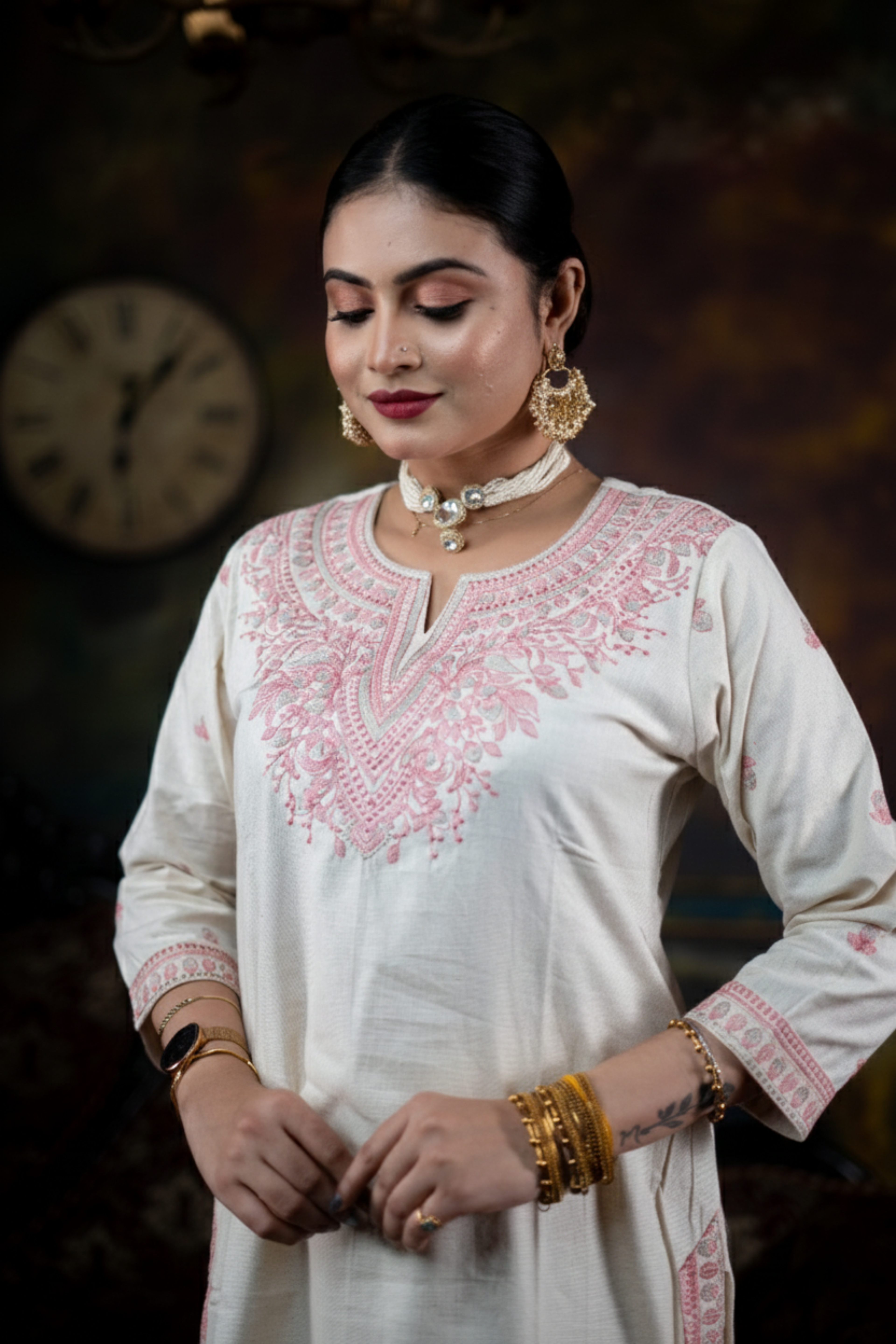 Indikanya Bollywood Inspired Stitched Handloom Cotton Flex 2-Piece Outfit | Premium Embroidered Women’s Ethnic Wear