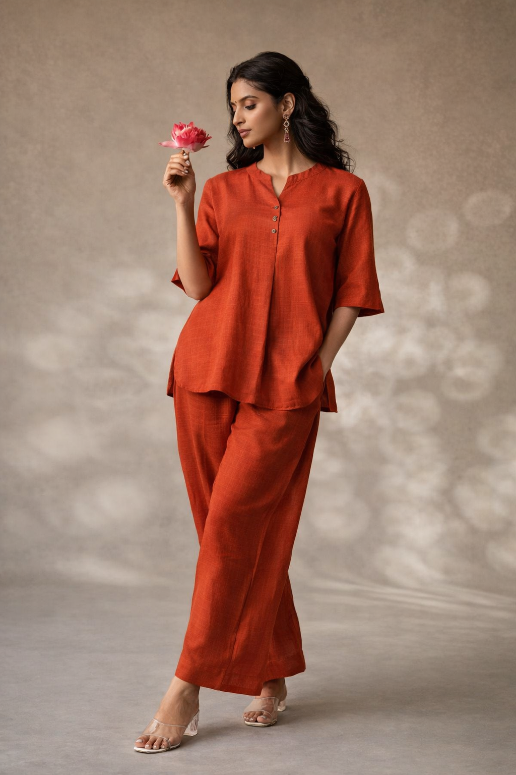 Indikanya Women’s Indo-Western Co-ord Set – Rayon Flex Kurta Pant Set for Office, Daily Wear