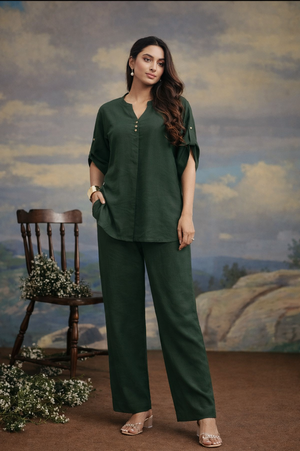 Indikanya Women’s Indo-Western Co-ord Set – Rayon Flex Kurta Pant Set for Office, Daily Wear