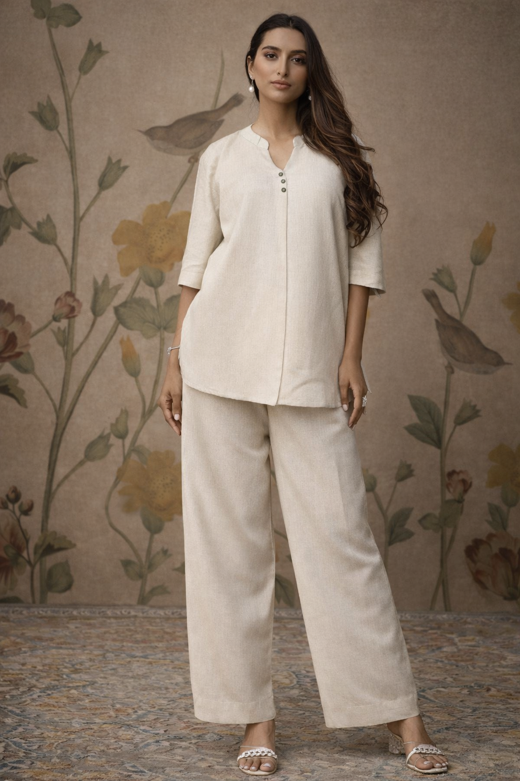 Indikanya Women’s Indo-Western Co-ord Set – Rayon Flex Kurta Pant Set for Office, Daily Wear