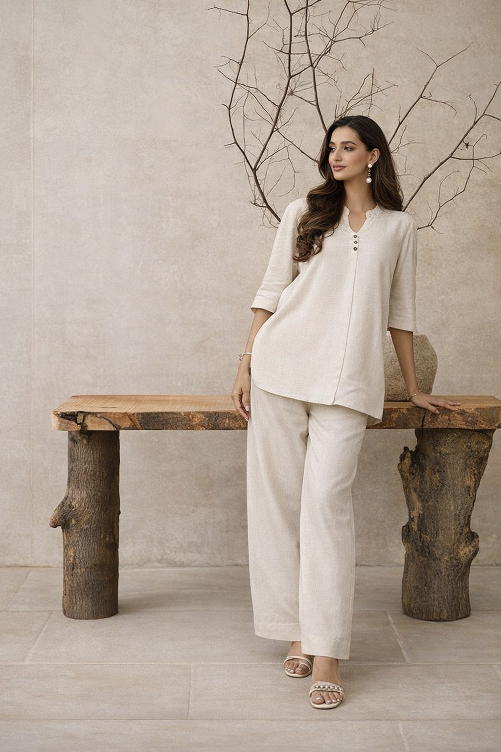 Indikanya Women’s Indo-Western Co-ord Set – Rayon Flex Kurta Pant Set for Office, Daily Wear